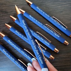 Іменна ручка синя Soft touch
