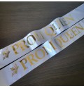 Іменна стрічка Prom queen білі з золотим друком